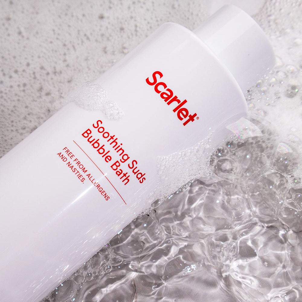 Scarlet Period Soothing Sud Bubble Bath is spiked with magnesium and is designed to soothe.