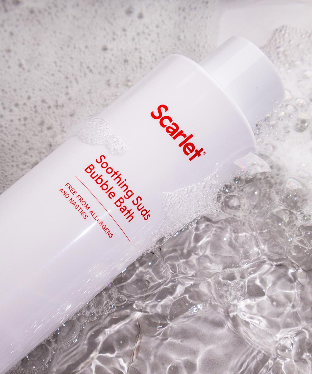 Scarlet Period Soothing Sud Bubble Bath is spiked with magnesium and is designed to soothe.