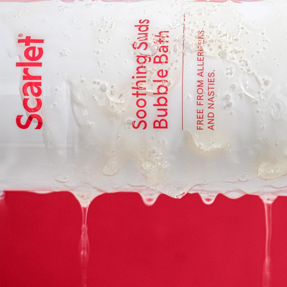 Scarlet Period Soothing Sud Bubble Bath is spiked with magnesium and is designed to soothe.