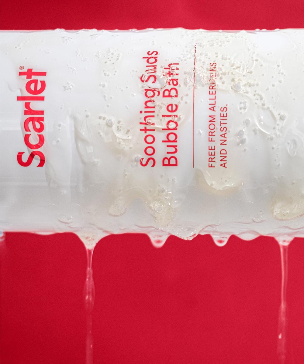 Scarlet Period Soothing Sud Bubble Bath is spiked with magnesium and is designed to soothe.