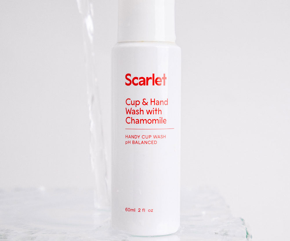 Scarlet Period Cup & Hand Wash is a gentle pH-balanced, low-foaming wash designed to clean your hands and Period Cup.