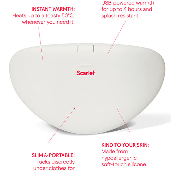 Scarlet Period rae Heat Pad: Wireless relief, soft silicone, smart period care.