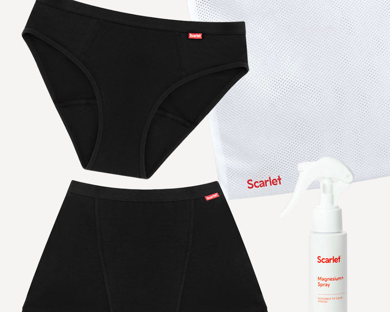 Scarlet Period Go With The Flow Kit | Bikini Brief, Boyshort, Magnesium+ Spray