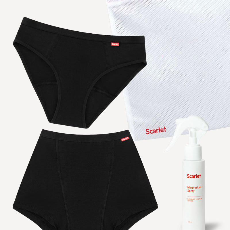 Scarlet Period Go With The Flow Kit | Bikini Brief, Boyshort, Magnesium+ Spray