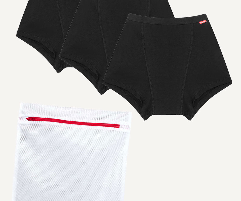 Scarlet Period Boyshort | 3-Pack Leak-proof PFAS-free underwear + Laundry Bag