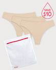 Scarlet Period Invisible Thong (Super Light) 3-Pack + Toiletry Bag available in nude