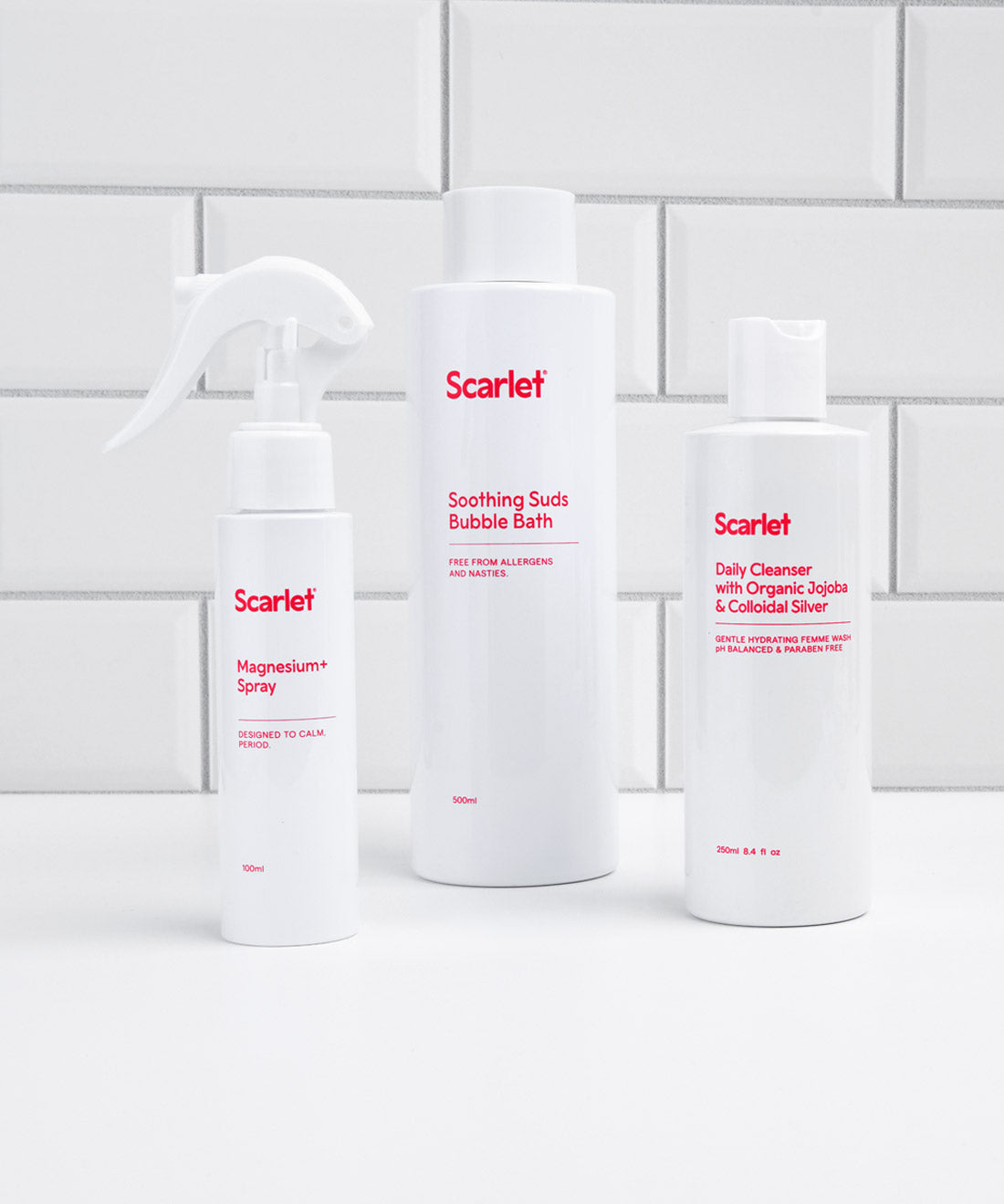 Scarlet Period Pain Magnesium+ Spray complements our Bath & Body range, all made with period pain in mind