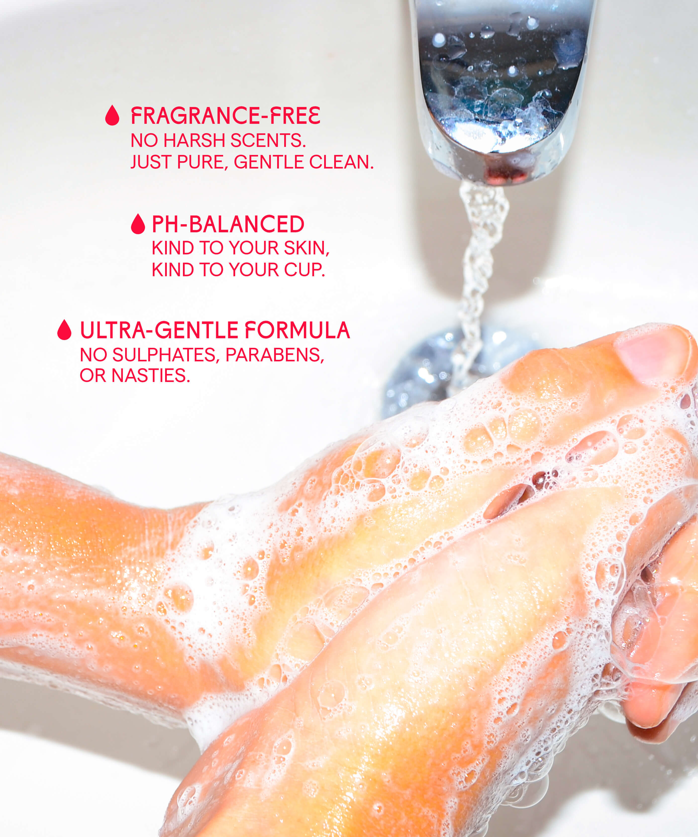 Scarlet Period Cup & Hand Wash is a gentle pH-balanced, low-foaming wash designed to clean your hands and Period Cup. 