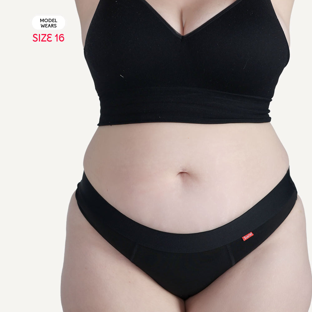 Scarlet Period G-String provides light, leak-free protection for drips, discharge, and lighter flows. 