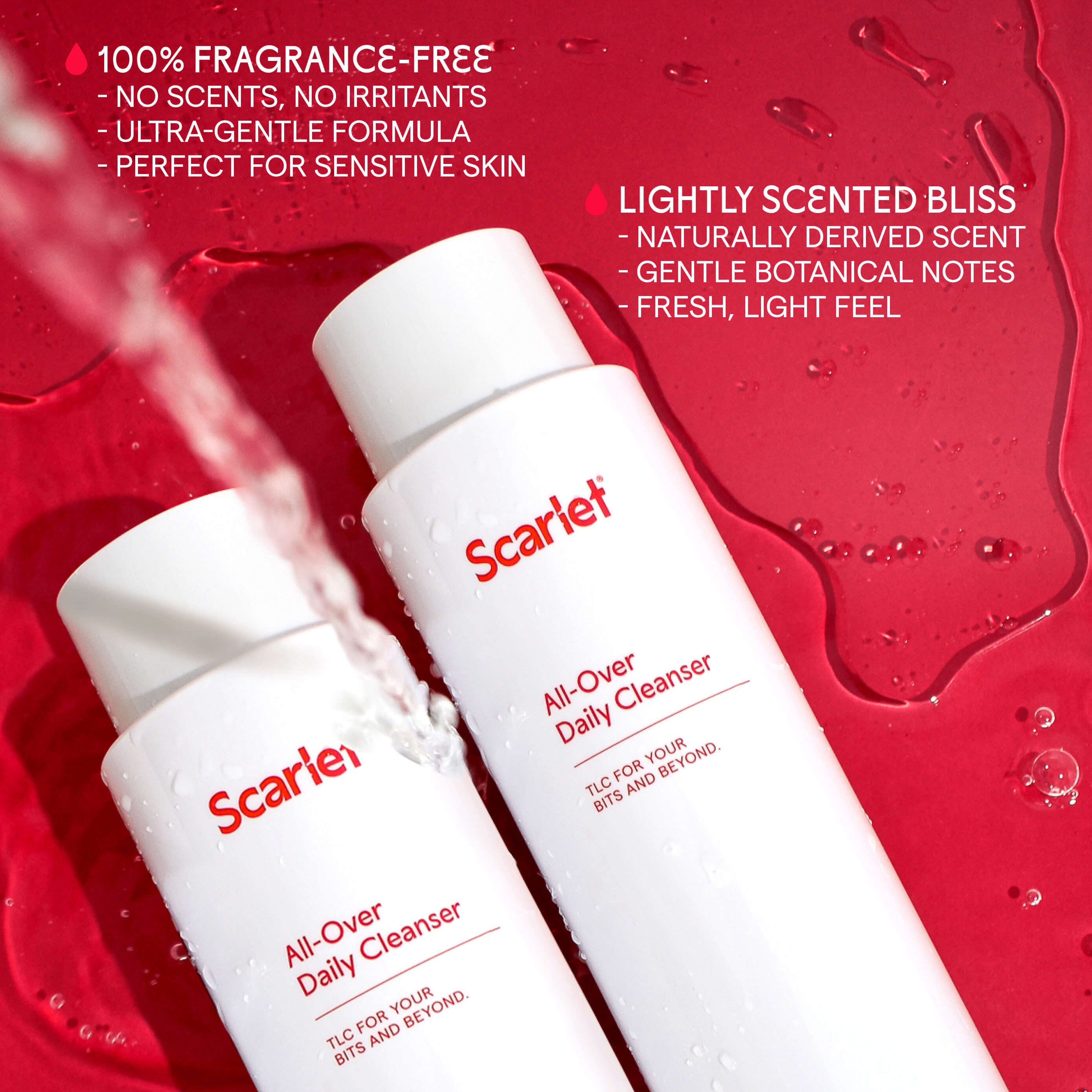 Scarlet Period has two pH-balanced cleansers for the whole body - one scented, one not