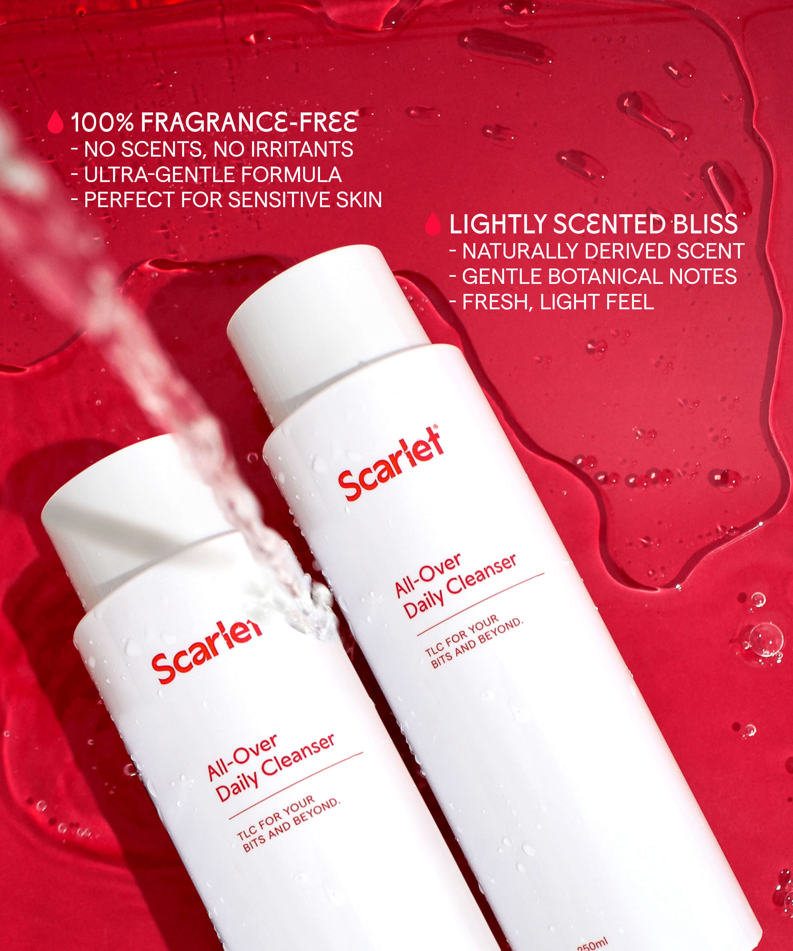Scarlet Period has two pH-balanced cleansers for the whole body - one scented, one not