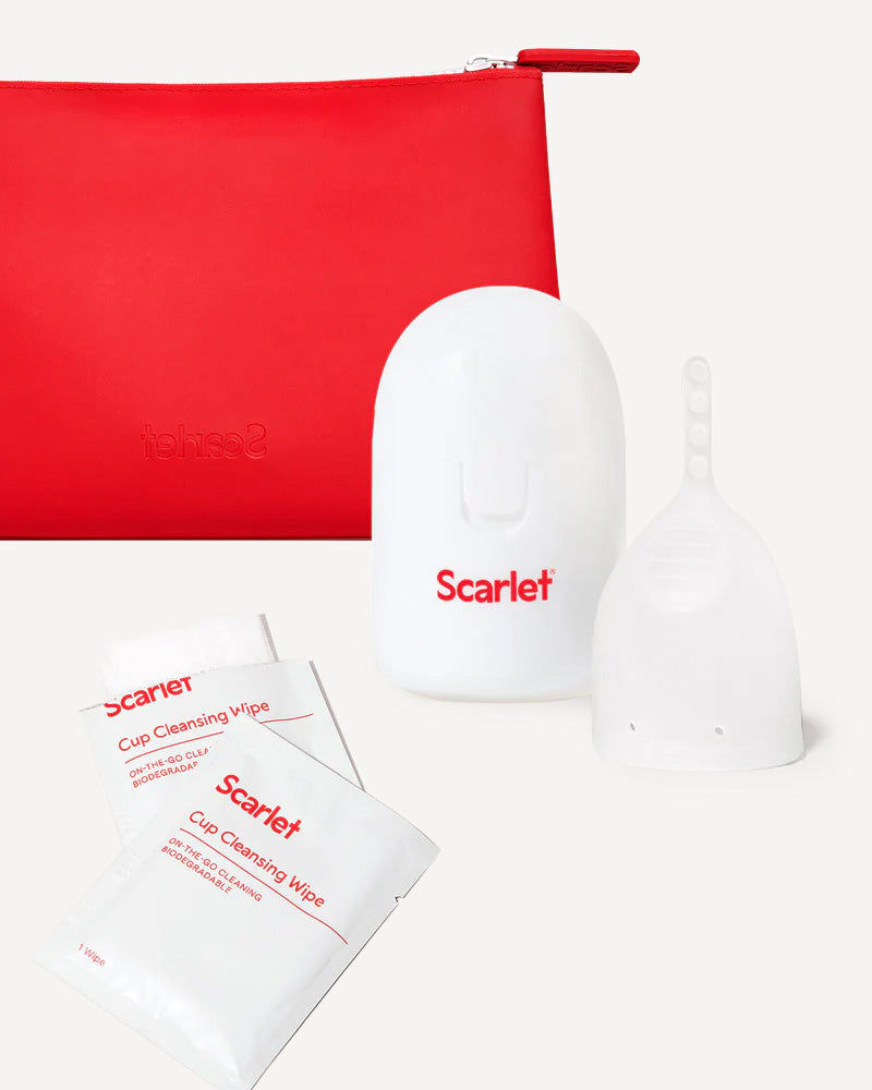 Scarlet Period Cup Handbag Essentials | Period Cup, Cup Wipes, Waterproof Toiletry Bag