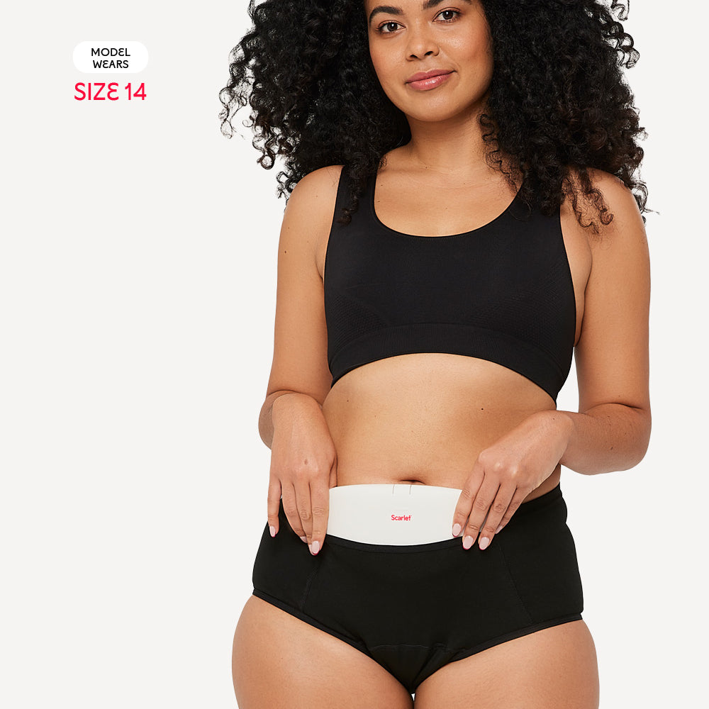 Scarlet Period High-Waist Pocket Brief – Heat Pad Pocket, Leak-Proof Comfort