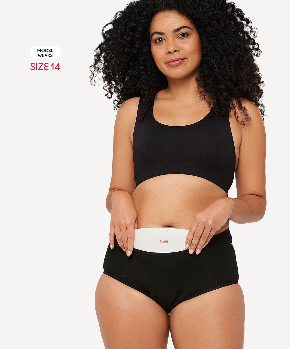 Scarlet Period High-Waist Pocket Brief – Heat Pad Pocket, Leak-Proof Comfort