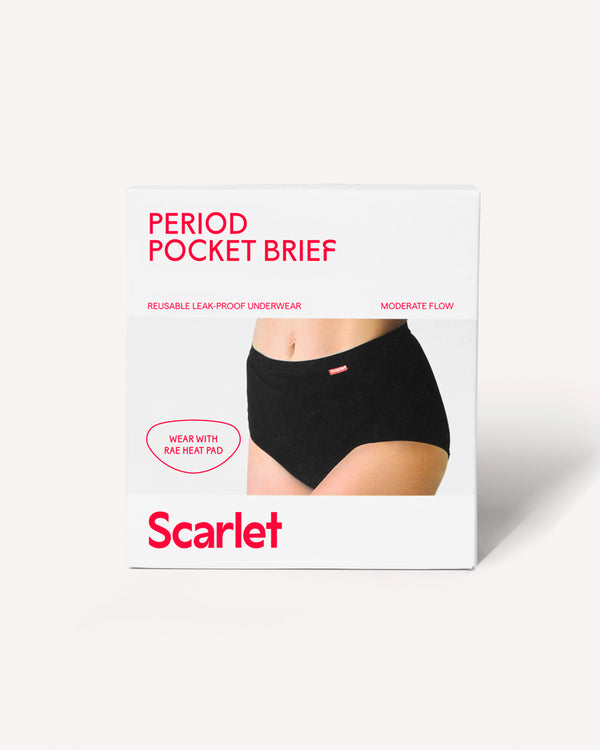 Scarlet Period Pocket Underwear includes a discreet pocket to hold rae.