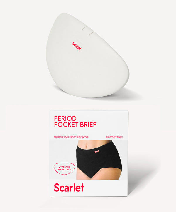 Scarlet period pocket brief packaging on a white background