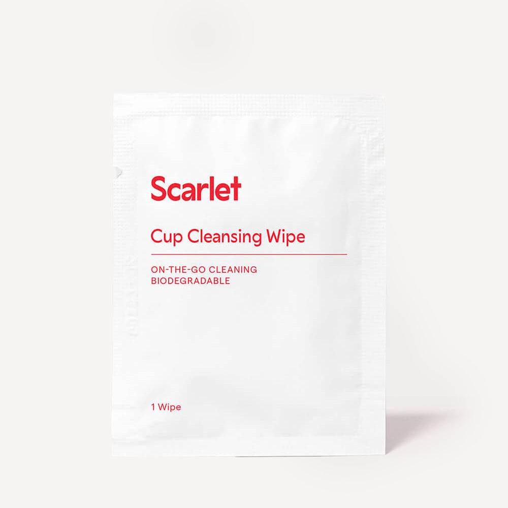 Scarlet Period Cup Cleansing Wipes | W\wipe, allow to dry, then re-insert. Biodegradable.