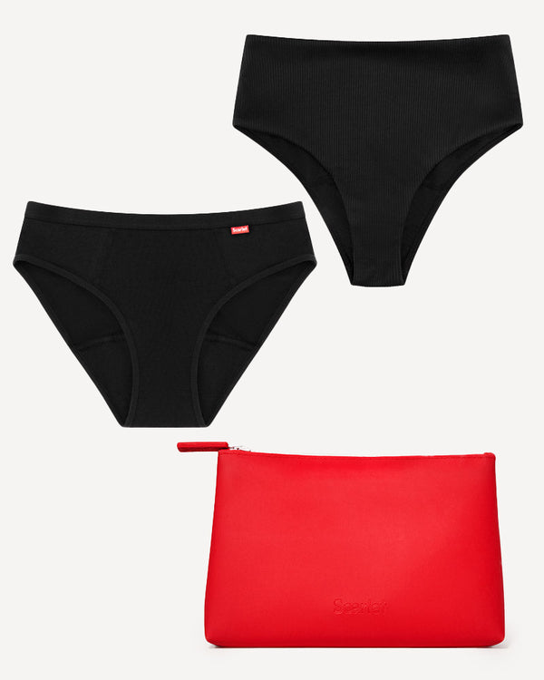 Scarlet Period Brief + Swim BFFs Set | Bikini Brief, Period Swim Brief & Waterproof Bag