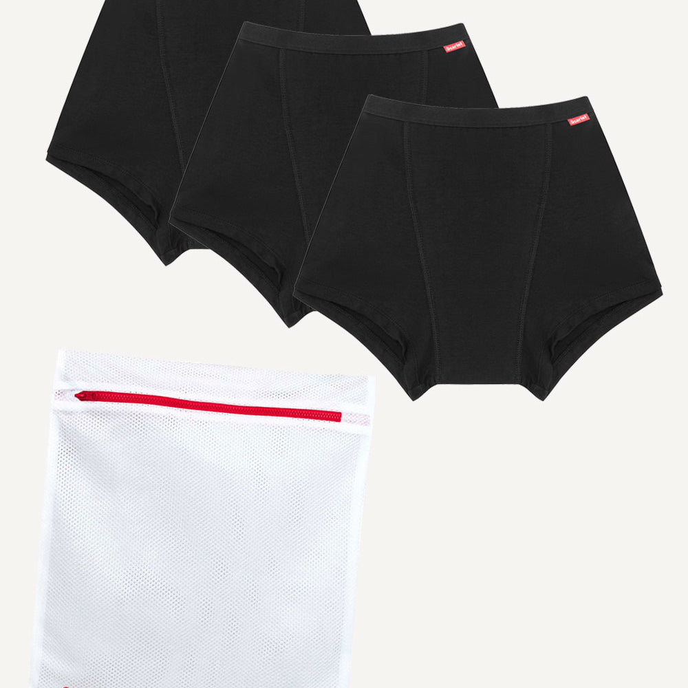 Scarlet Period Boyshort | 3-Pack Leak-proof PFAS-free underwear + Laundry Bag