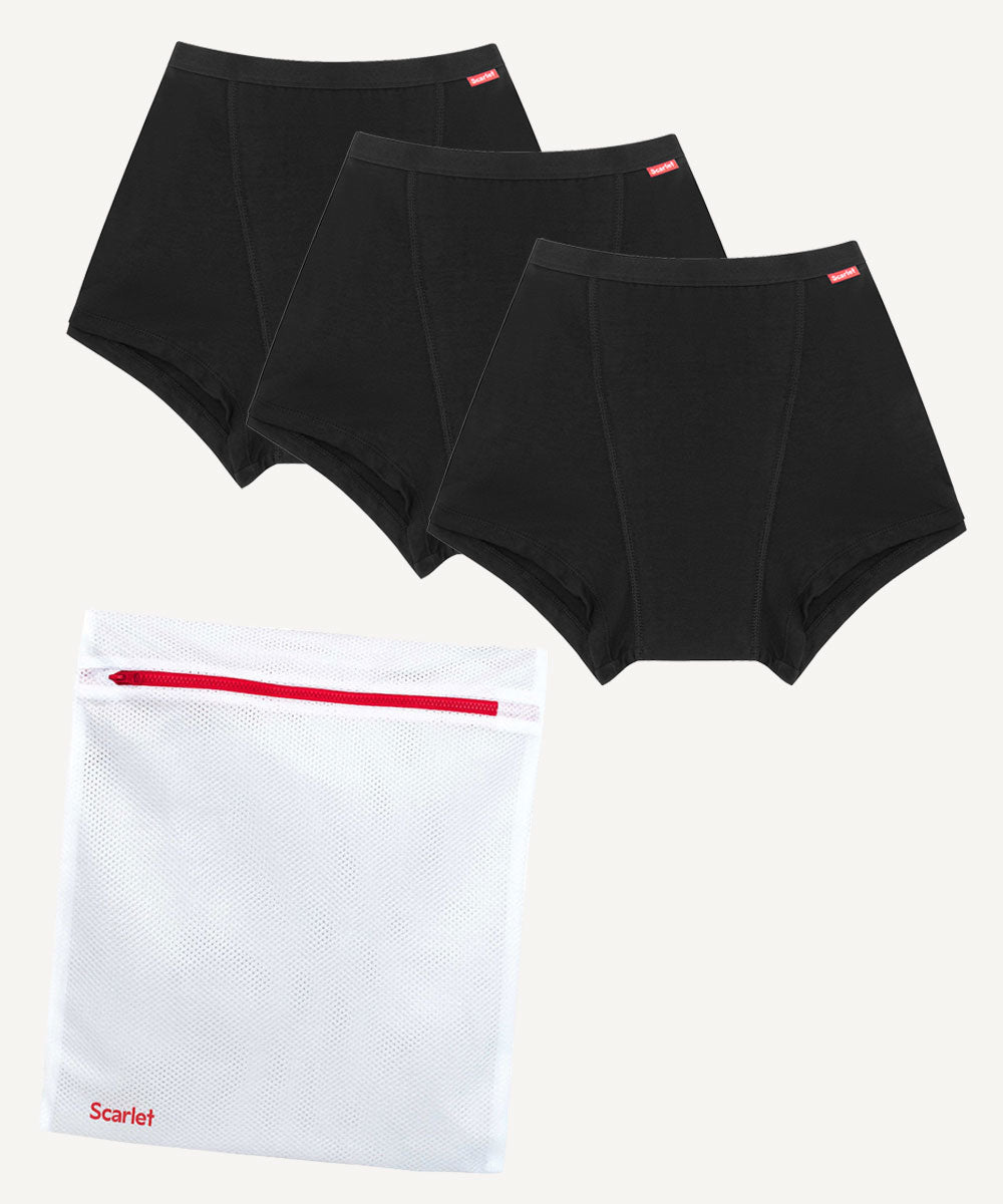 Scarlet Period Boyshort | 3-Pack Leak-proof PFAS-free underwear + Laundry Bag