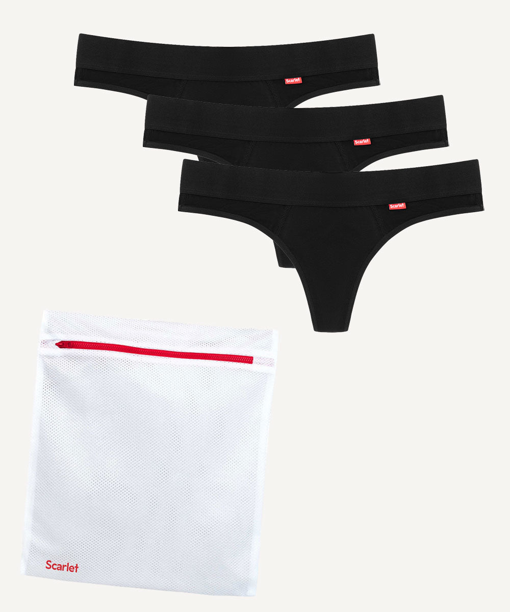 Scarlet Period G-String | 3-Pack Leak-proof PFAS-free underwear + Laundry Bag
