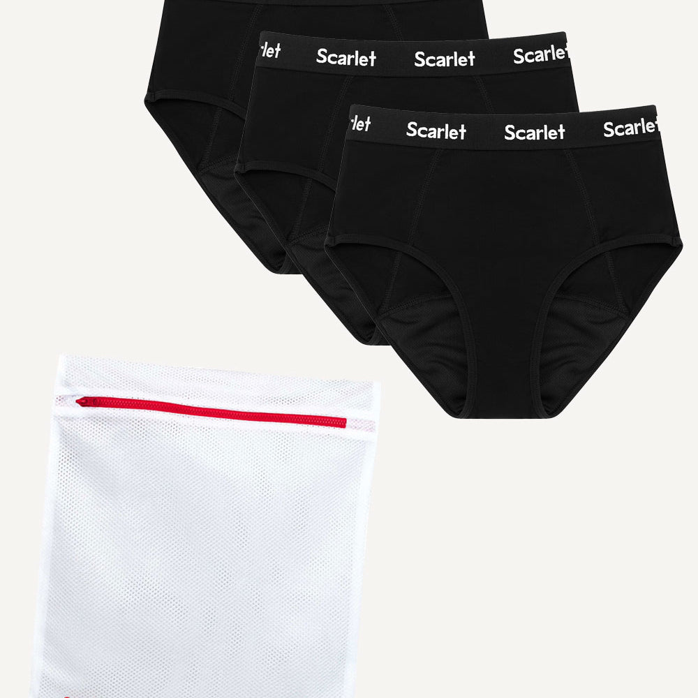 Scarlet Period High-Waisted Brief | 3-Pack + Laundry Bag