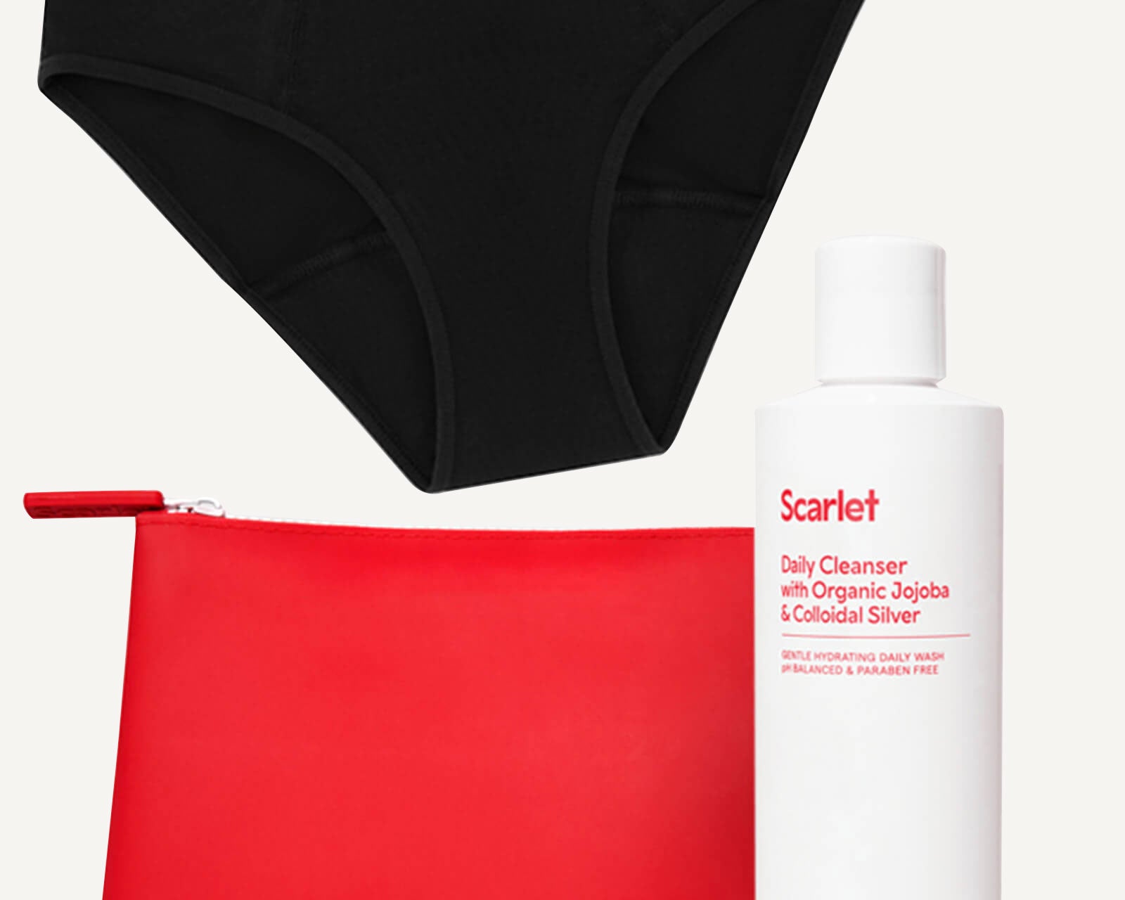 Scarlet Period Keep It Clean Period Set | Bikini Brief, Daily Cleanser & Waterproof Bag 