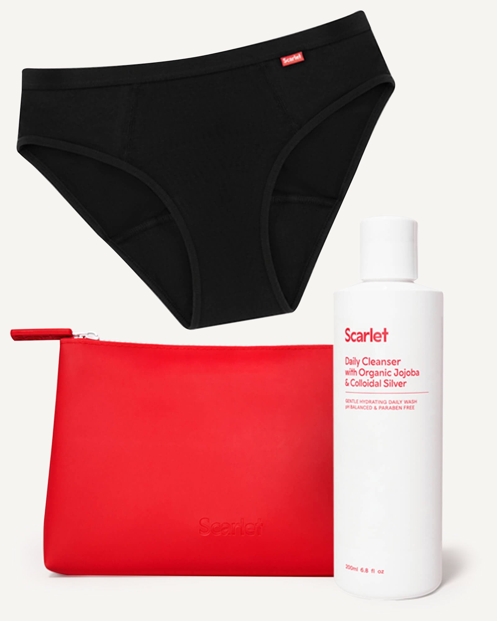 Scarlet Period Keep It Clean Period Set | Bikini Brief, Daily Cleanser & Waterproof Bag 